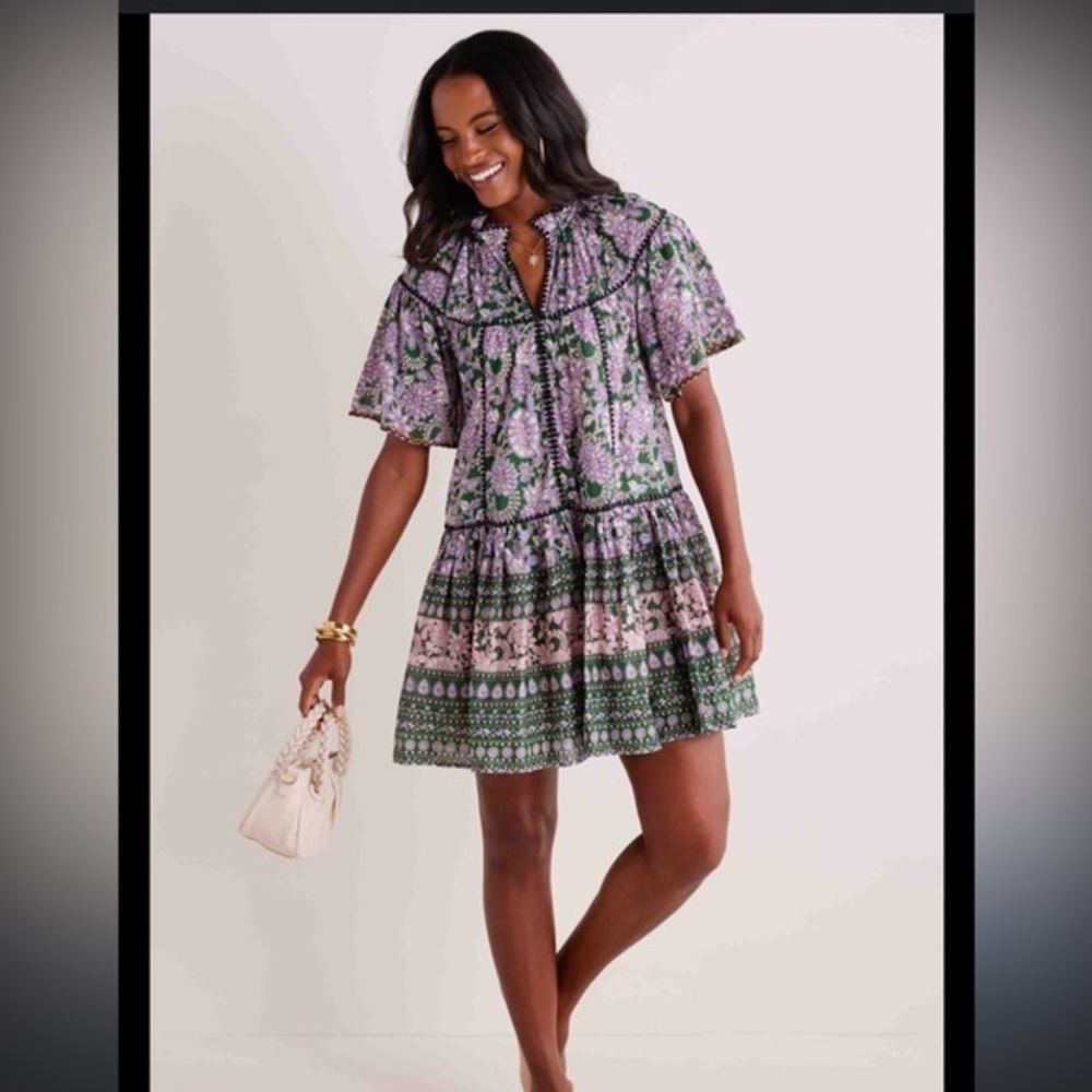 TALULAH floral embroidered cotton mini dress size S